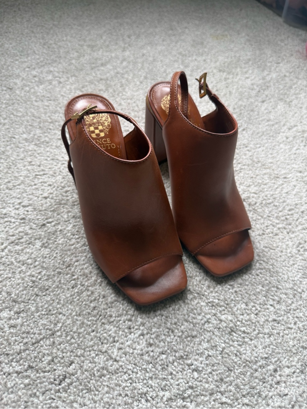 Vince Camuto Camel Leather Mules